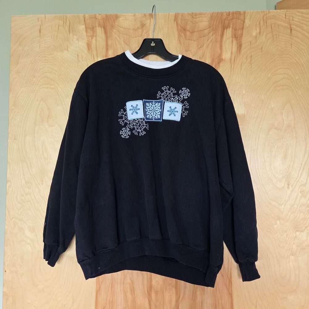 Top-stitch Women's Black and Blue Sweatshirt